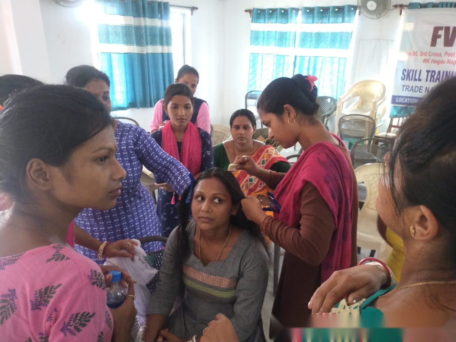 Women taking part in personal care skills training