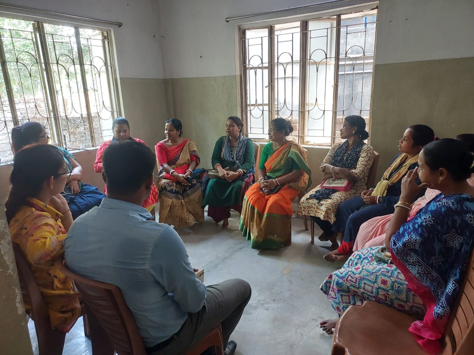Community members at the opening of a sanitary napkin production unit