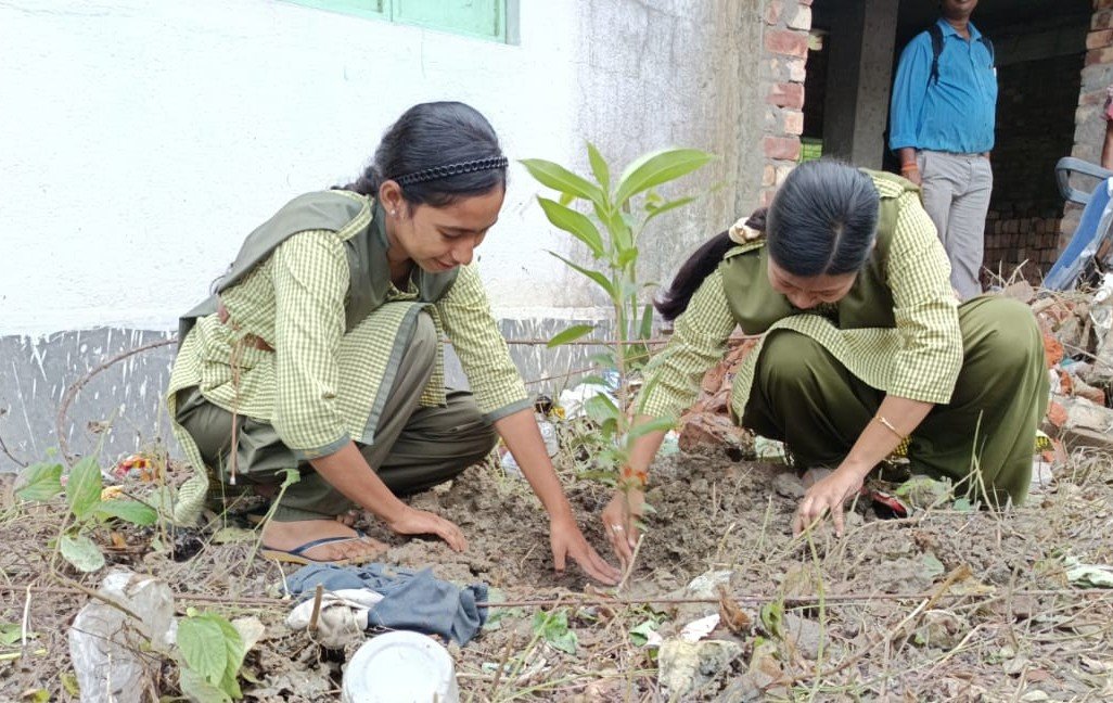 Women taking part in a planting activity